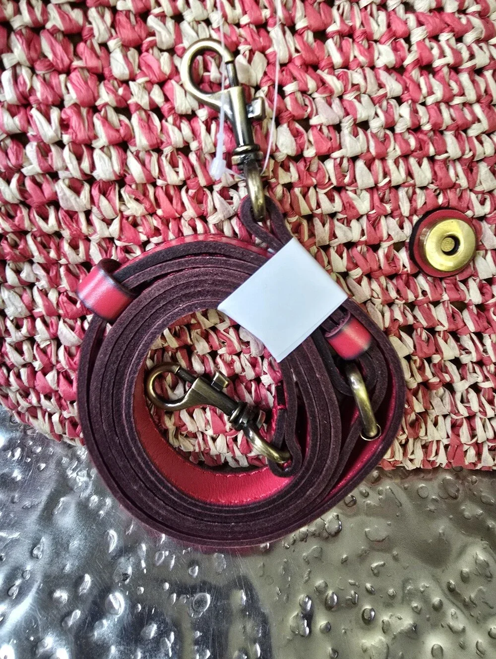 Patricia Nash Pink & Natural Raffia Fringe Clutch With Crossbody Strap, NWT